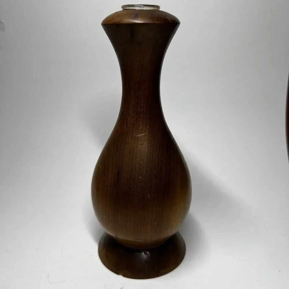 Vintage Oregon Myrtlewood Bud Vase Kenneth E Molitor Coos Bay Glass Liner